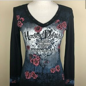 Harley Davidson Vneck long sleeve t-shirt